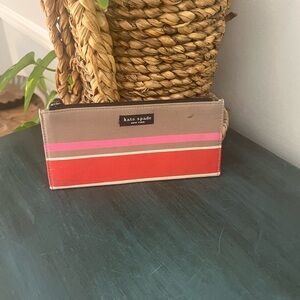 KATE SPADE Stacy Laurel Way Bonita Stripe Black Pink white red leather